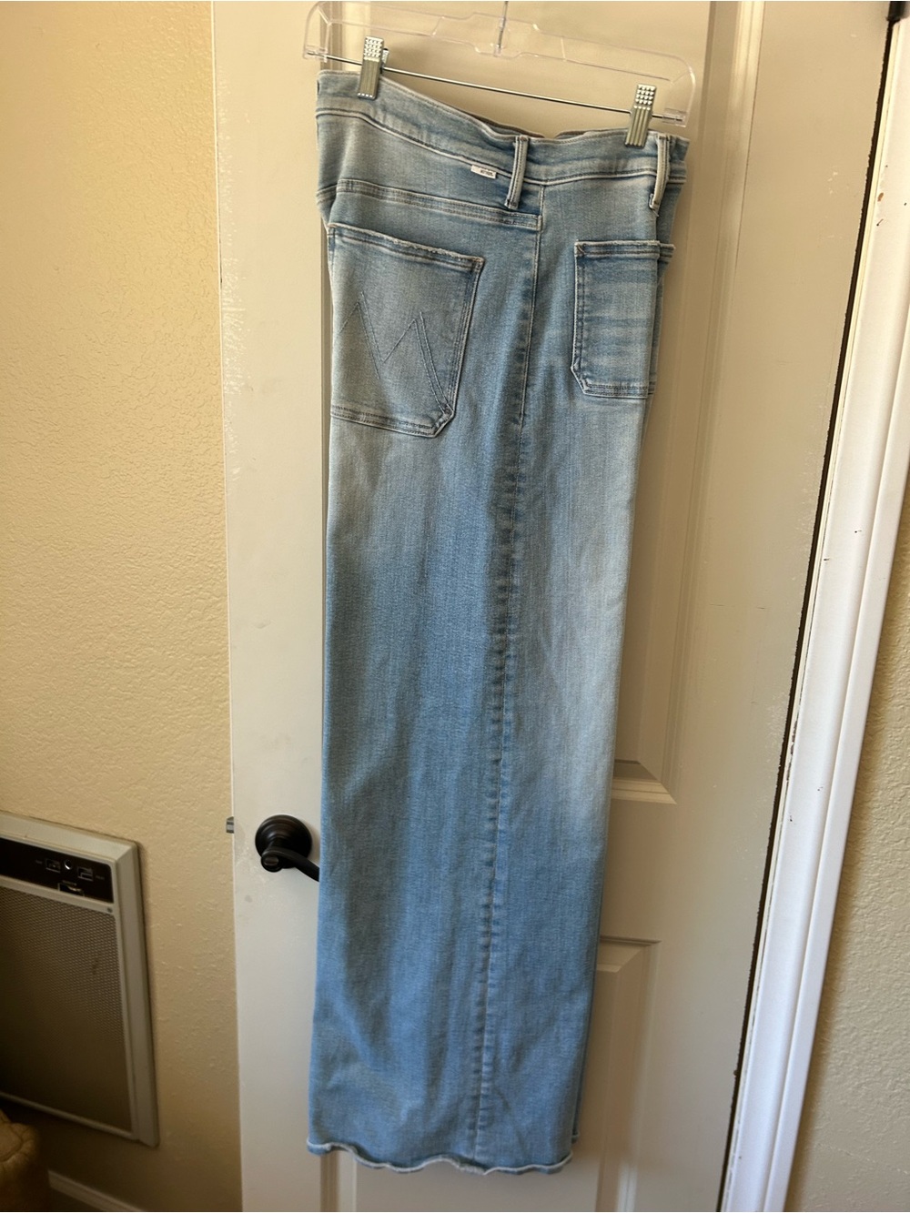 MOTHER Light Wash Flare Wide-Leg Jeans